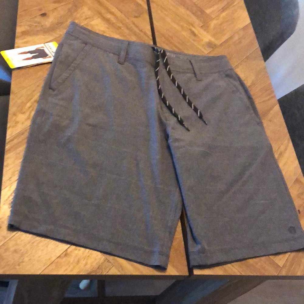 Hang Ten Gray Striped Hybrid Quick Dry Shorts NWT